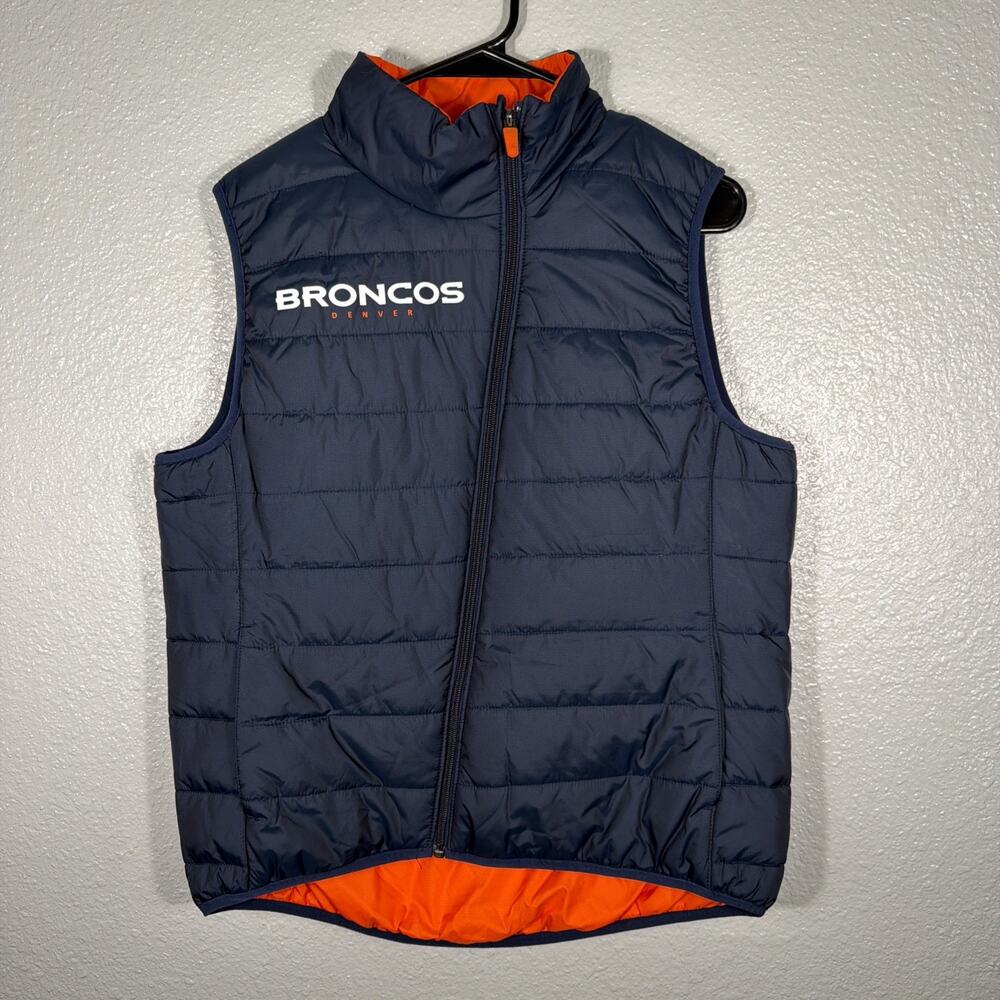Nike Denver Broncos NFL Reversible Puffer Vest Full Zip Navy/Orange M Nike